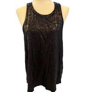 Terez Racerback Tank Top, Black Cheetah Foil Print, Size XL, NWT